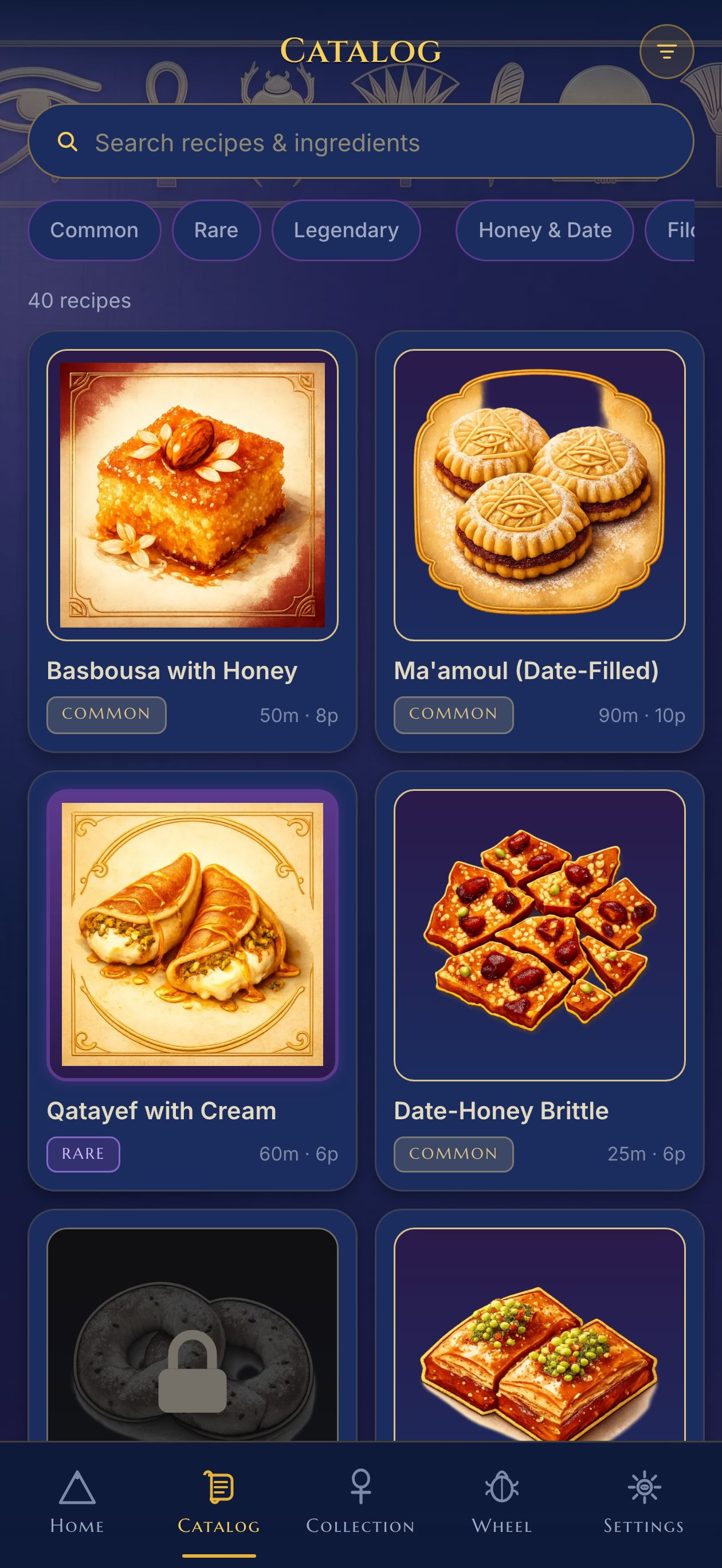 Recipe catalog